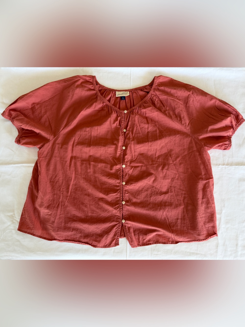 Universal Thread Rust Button-Front Short Sleeve Blouse